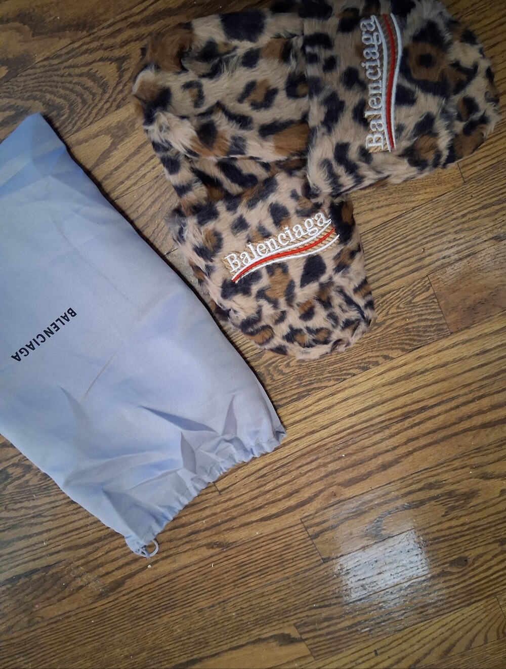 Balenciaga Leopard Print Faux Fur Slides - Black, Brown, Tan